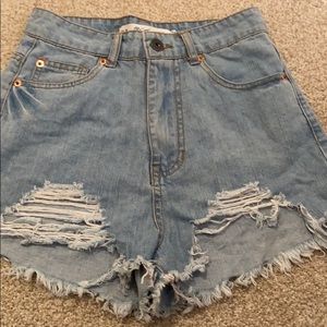 Denim high waisted shorts